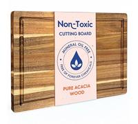 Non Toxic Chopping Board for Kitchen. Made from FSC-Certified Acacia Wood, Conditioned with Food-Safe Beeswax, Flaxseed Oil & Lemon Oil. 41 x 28 cm by Ziruma