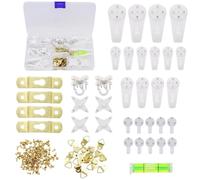 Non-Trace Picture Hooks, 83Pcs Picture Hanging Hooks for Plasterboard Hard Wall, No Nails Picture Hanging Kit for Drywall Concrete Walls Plasterboard, Different Sizes Wall Hanging Hooks for Photos