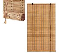 Non-Transparent Bamboo Roller Blind, Bamboo Shades For Window, Sun Protection, Side Pull, Louver Curtain Roll Up Blind For Kitchen Curtains, Garden Wooden Gazebos Outdoor Sunshade