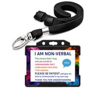Non Verbal Disability ID Card & Lanyard Black | Hidden Disability Awareness Badge | Waterproof Plastic Medical Alert Card | Emergency Contact Details on Reverse | Breakaway Safety | Quantum Leap