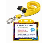 Non Verbal Disability ID Card & Lanyard Orange | Hidden Disability Awareness Badge | Waterproof Plastic Medical Alert Card | Emergency Contact Details on Reverse | Breakaway Lanyard | Quantum Leap