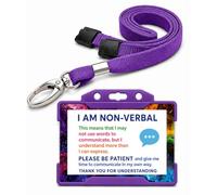 Non Verbal Disability ID Card & Lanyard Purple | Hidden Disability Awareness Badge | Waterproof Plastic Medical Alert Card | Emergency Contact Details on Reverse | Breakaway Lanyard | Quantum Leap