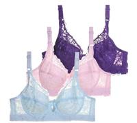 Non Wired Bras for Women UK Minimiser Lace Full Coverage Ladies Non Wired Support Sleep Bralettes Women's Plus Size Underwear Comfort and Double Stretch V Neck Bralettes with Extender