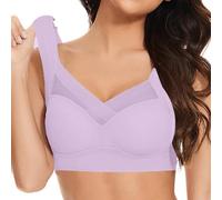 Non Wired Bras for Women UK Seamless Sports Comfortable Soft Push Up Bra for Sagging Breasts Bras Womens Everyday Bra Lace Wide Strap Plus Size (Purple, XXXXL)