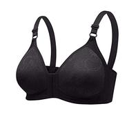 Non Wired Front Fastening Bras for Women Seamless Push up Bras Widen Adjustable Straps Crop Top Bras Stretchy Brassieres Comfortable Firm Sleep My Orders Black