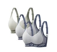 Non Wired Padded Bras for Women UK 3 Pack Lifting Anti-Sagging Bra for Older Women Gather Wire-Free Push-Up Full Coverage Bras Non Wired Seamless Comfort T Shirt Sports Yoga Bralettes Activewear