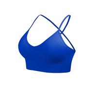 Non Wired Seamless Bra Women's Knitted Thread Fixed Shoulder Strap Triangular Cup Backless Back Sports Ladies Lace Bras (Blue, XL)
