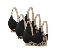 Non Wired Support Bras for Women Women's Plus Size Underwear Full Coverage Wireless Push Up Bra Ladies V Neck Padded Bralettes with Adjustable Straps Seamless T Shirt Sports Bralettes Black