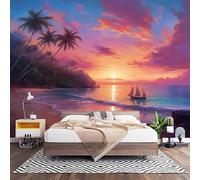 Non-Woven 3D Panoramic Purple Wall Mural Photo Wallpaper 250x175 cm