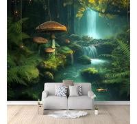 Non-Woven 3D Wallpaper, Roll Mural Magic Mushroom Jungle Photo Wallpaper Decoration Poster Wall Covering Living Room TV Backdrop, Green Wallcoverings for Bedroom 78.7" x 55.1"/200 x 140 cm(WxH)