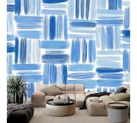 Non-Woven Blue Photo Wallpaper, Hand-Drawn Art Modern Geometric Bedroom Decoration Wall Mural - Patterned Wall Wallpaper for Bathroom Living Room 79 x 55 inch (W x H)