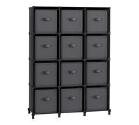 Non-Woven Fabric Cube Storage Unit with Storage Boxes, Ink Black + Dove Grey / 12 Cube