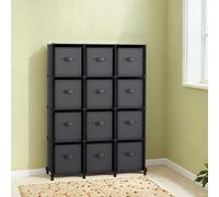 Non-Woven Fabric Cube Storage Unit with Storage Boxes, Ink Black + Dove Grey / 12 Cube