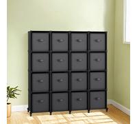 Non-Woven Fabric Cube Storage Unit with Storage Boxes, Ink Black + Dove Grey / 16 Cube