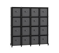 Non-Woven Fabric Cube Storage Unit with Storage Boxes, Ink Black + Dove Grey / 16 Cube