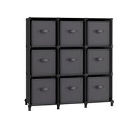 Non-Woven Fabric Cube Storage Unit with Storage Boxes, Ink Black + Dove Grey / 9 Cube
