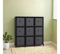 Non-Woven Fabric Cube Storage Unit with Storage Boxes, Ink Black + Dove Grey / 9 Cube