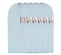 Non-Woven Fabric Garment Covers for Clothes Rack, 5 Pack Hanging Clothing Bag, Hanging Clothes Storage Bag with Clear Window, Full Zipper Dust Cover(Purple,120cm/47in) (Blue 140cm/55in)
