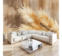 Non-Woven Fleece Bohemian Beige Palm Leaves Photo Wallpaper Wall Mural Kids Aldult Teenager Bedroom Photo Mural Home Poster Decoration 300 x 210 cm