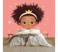 Non-Woven Fleece Cute Little Girl Star Pink Photo Wallpaper Wall Mural Kids Aldult Teenager Bedroom Photo Mural Home Poster Decoration 200 x 140 cm