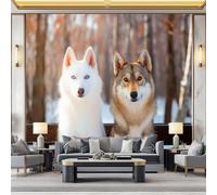 Non-Woven Fleece Snow Dog Photo Wallpaper Wall Mural Kids Aldult Teenager Bedroom Photo Mural Home Poster Decoration 200 x 140 cm