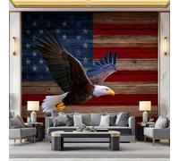 Non-Woven Fleece Striped Star Eagle Retro Photo Wallpaper Wall Mural Kids Aldult Teenager Bedroom Photo Mural Home Poster Decoration 200 x 140 cm
