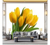 Non-Woven Fleece Yellow Tulips Photo Wallpaper Wall Mural Kids Aldult Teenager Bedroom Photo Mural Home Poster Decoration 250 x 175 cm