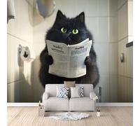 Non-Woven Mural Wall Paper 3D Cat Photo Wallpaper 300x256 cm Cute Animal Mural Wallpaper Durable Waterproof Easy to Clean for Living Room Corridor Café Gallery Office Decoration Poster