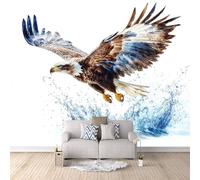 Non-Woven Mural Wall Paper 3D Eagle Flying Photo Wallpaper 200x140 cm Eagle Mural Wallpaper Durable Waterproof Easy to Clean for Living Room Corridor Café Gallery Office Decoration Poster