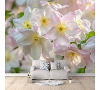 Non-Woven Mural Wall Paper 3D Flowers Pink Photo Wallpaper 200x140 cm Flowers Plants Mural Wallpaper Durable Waterproof Easy to Clean for Living Room Corridor Café Gallery Office Decoration Poster