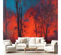 Non-Woven Murals Forest Wallpaper, Sunset Tree Red Wall Mural 400 x 280 cm(W x H), HD Print Wall Mural Giant Poster for Bedroom Living Room Hallway Home Decor