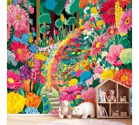 Non-Woven Murals Summer Botanical Wallpaper, Flowers Wall Mural 300 x 210 cm(W x H), HD Print Wall Mural Giant Poster for Bedroom Living Room Hallway Home Decor