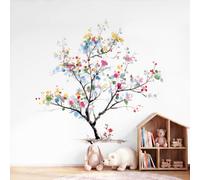 Non-Woven Murals Watercolour Botanical Wallpaper, Flowers Trees Wall Mural 400 x 280 cm(W x H), HD Print Wall Mural Giant Poster for Bedroom Living Room Hallway Home Decor