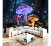 Non-Woven Panoramic Wall Mural Magic Mushroom 3D Photo Wallpaper | Wipeable Waterproof Mural Wallpaper Fantasy Forest Feature Wall Art 200x140 cm for Living Room Bedroom Home Office B610