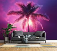 Non-Woven Panoramic Wall Mural Tropical Palm Tree 3D Photo Wallpaper
