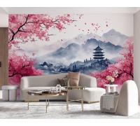 Non-Woven Paste The Wall Mural 3D Cherry Blossom Photo Wallpaper