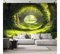 Non-Woven Paste The Wall Mural 3D Enchanted Forest Photo Wallpaper | Wipeable Waterproof Mural Wallpaper Tree Tunnel Landscape Feature Wall Art 200x140 cm for Living Room Bedroom Home Office P15