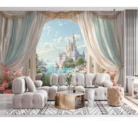 Non-Woven Paste The Wall Mural 3D Fairy Tale Castle Photo Wallpaper