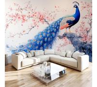 Non-Woven Paste The Wall Mural 3D Peacock Floral Photo Wallpaper