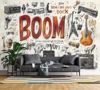 Non-Woven Paste The Wall Mural 3D Vintage Rock Music Photo Wallpaper