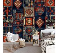 Non-Woven Photo Mural - African Tribal Patchwork Prints - Wall Mural 350 x 256 cm Traditional African Embroidery Photo Wallpaper Wall-Art Wallpaper murals Office Kindergarten Home Poster Decoration
