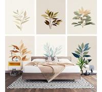 Non-Woven Photo Murals for TV & Sofa Background Wall Decoration, Light Color Wall Art Decor Wallpaper Simple Botanical Illustration 3D Mural Large Wallpaper for Bedroom Living Office 200x140 cm