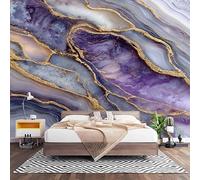 Non-Woven Photo Murals for TV & Sofa Background Wall Decoration, Light Purple Wall Art Decor Wallpaper Agate Marble Pattern 3D Mural Large Wallpaper for Bedroom Living Office 250x175 cm