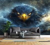 Non-Woven Photo Wallpaper 3D Bald Eagle Animal Feature Wall Mural Matt | Wipeable Panoramic Mural Wallpaper Fantasy Epic Waterproof Wall Art 150x105 cm for Living Room Bedroom Kid Room d952