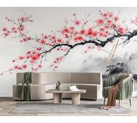 Non-Woven Photo Wallpaper 3D Cherry Blossom Feature Wall Mural Matt