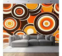Non-Woven Photo Wallpaper 3D Effect Brown Orange Circles, Modern Wall Mural Decoration Poster Picture Design 450 x 280 cm (W x H) Mural for Living Room Kids Bedroom
