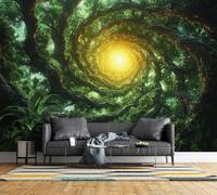 Non-Woven Photo Wallpaper 3D Enchanted Forest Feature Wall Mural Matt | Wipeable Panoramic Mural Wallpaper 350x256 cm Fantasy Tree Paste The Wall Art for Living Room Bedroom Home Office d354