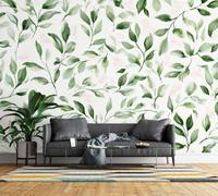 Non-Woven Photo Wallpaper 3D Watercolor Leaves Feature Wall Mural Matt | Wipeable Panoramic Mural Wallpaper Botanical Floral Waterproof Wall Art 150x105 cm for Living Room Bedroom Kid Room c105
