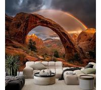 Non-Woven Photo Wallpaper Architecture Mountains Rainbow Bridges Mural 400 x 280 cm, Landscape Photography Bedroom Wallpaper Decoration, Living Room Wall Mural Wall Covering Design