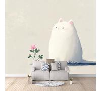 Non-Woven Photo Wallpaper Cat Cute Flowers 3D Pattern Animal Wall Mural 500x280 cm Durable Waterproof Easy to Clean Wall Paper for Living Room Corridor Café Gallery Office Decoration Mural Poster